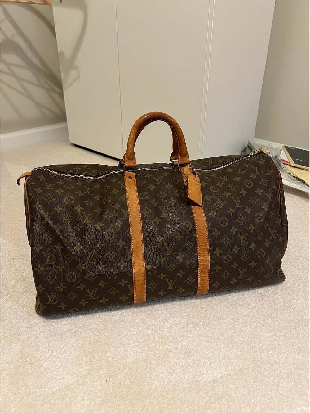 Louis Vuitton Monogram Keepall 55 Duffle Travel Bag Weekender w/ Lock